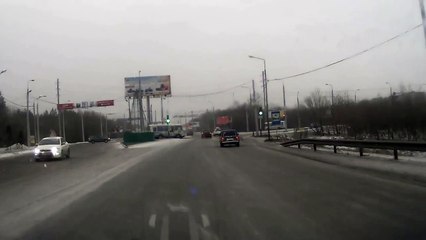 Russian pedestrian hit by a car on a highway