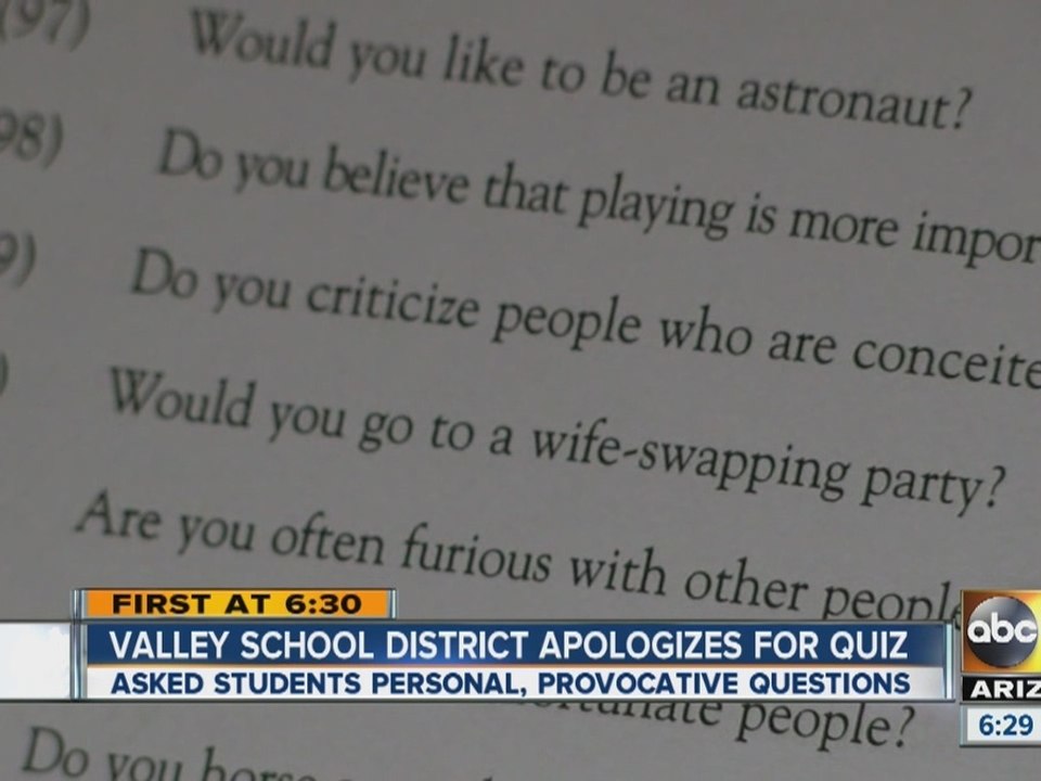 Parents upset over survey give to student