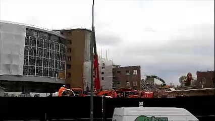Part of the BBC Television Centre building being demolished