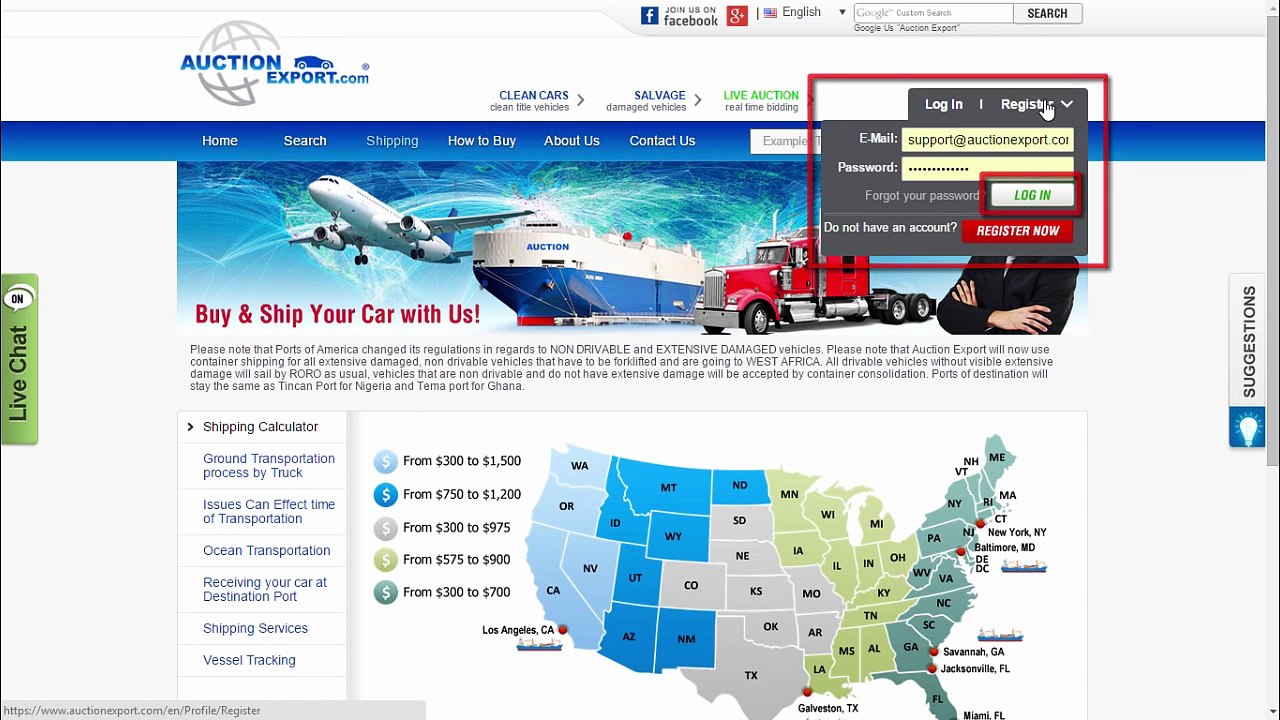 Shipping Process with Auction Export