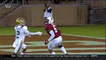 Football Player catches TouchDown Ball in the back of other player!!