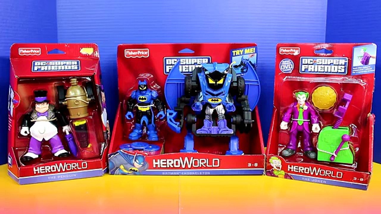 Fisher Price Hero World DC Batman with Robot Exoskeleton Joker Penguin Launcher