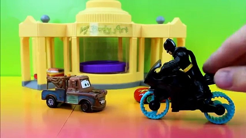 Imaginex Batman & Robin get captured by The Joker , Penguin Riddler custom McQueen Mater Saves him