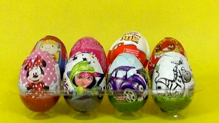 8 Kinder Surprise Eggs Joy! Barbie, Minnie, Bob, Angry Birds, Animals