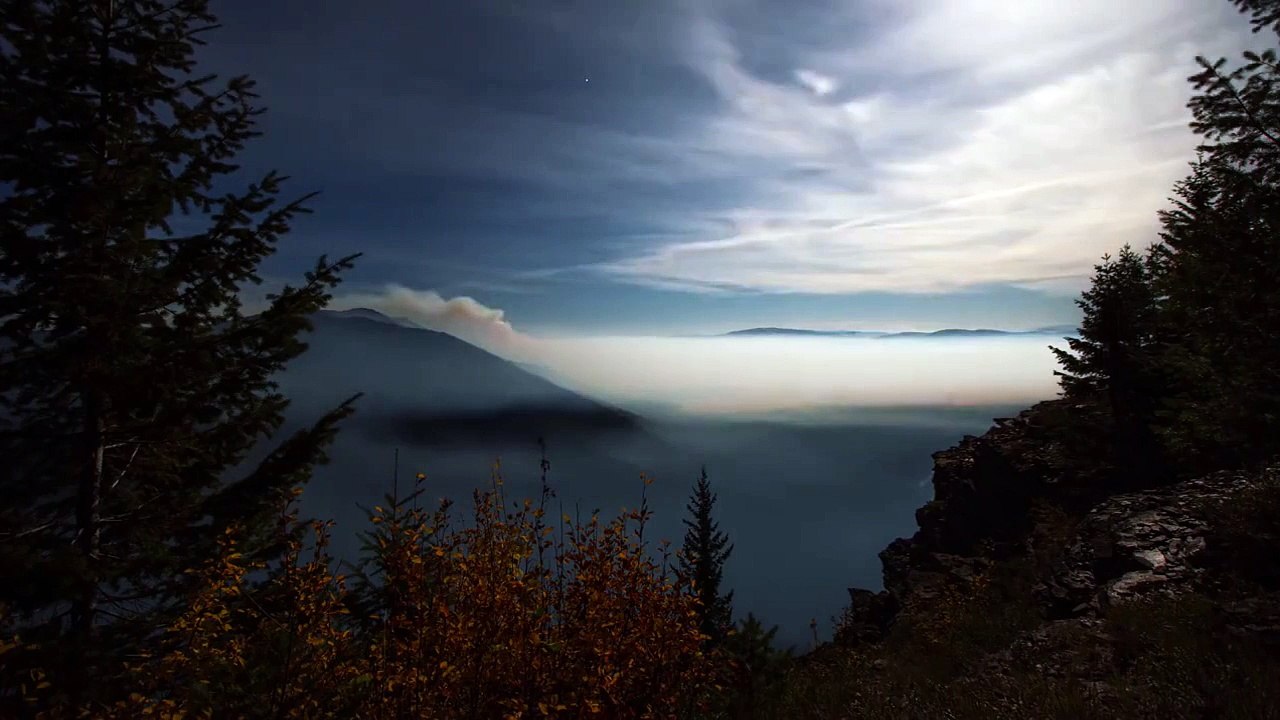 Time lapse overlooks forest fires in Idaho