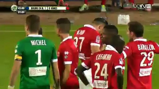 Anthony Marin Red Card Bourg-Peronnas 1-0 Nimes Ligue 2 16 October 2015 HD