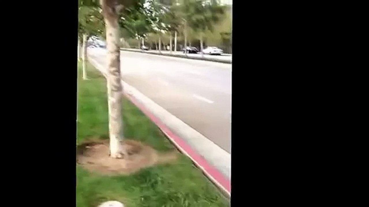 Il jette des pierres sur une Lamborghini Aventador