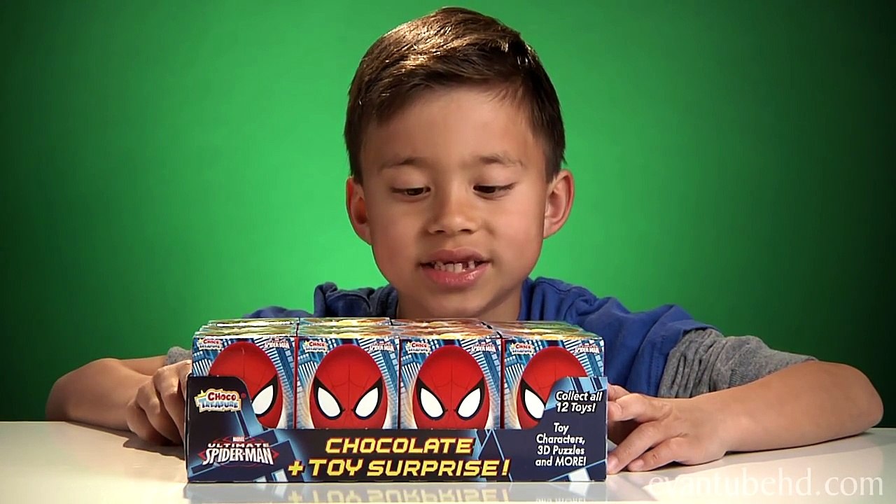 Opening SPIDER MAN Choco Treasures Surprise EGGS!