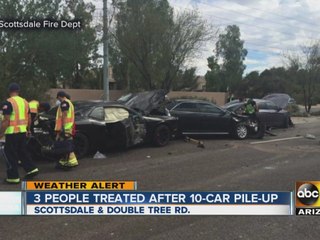 3 people treated after 10-car pileup in Scottsdale