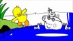 Peppa Pig Father Swimming with Ducks Coloring (Peppa la Cerdita niños Dibujo para colorear