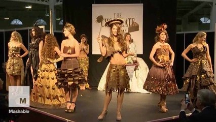 Chocolate and couture collide for elegant but likely messy fashion show