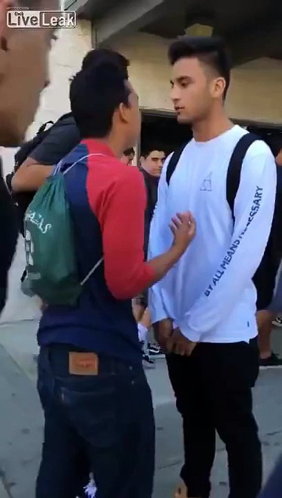 LiveLeak.com Smaller kid body slams kid twice his size at SoCal rich kid school