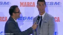 Cristiano Ronaldos son does the middle finger to him at an award !! 2015