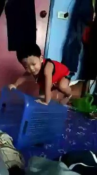 Little Boy Fall In Basket Funny(whatsapp9.com)