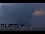 Huge blaze in St. Petersburg industrial zone, thick smoke above city sky