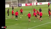 Fernando Torres ugly tackle at Angel Correa in training