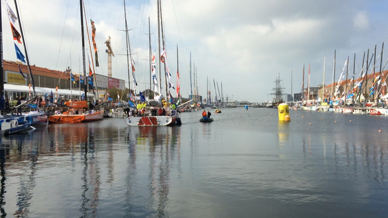 Baptême de MACSF, le bateau de Bertrand de Broc et Marc Guillemot