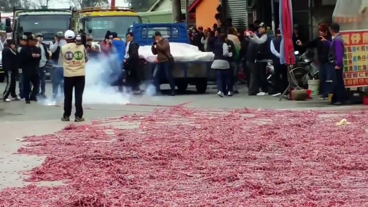 What happens when lighting up thousands of fire crackers