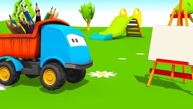 Léo le camion curieux Le camion de pompiers et ses couleurs Dessins animés en français