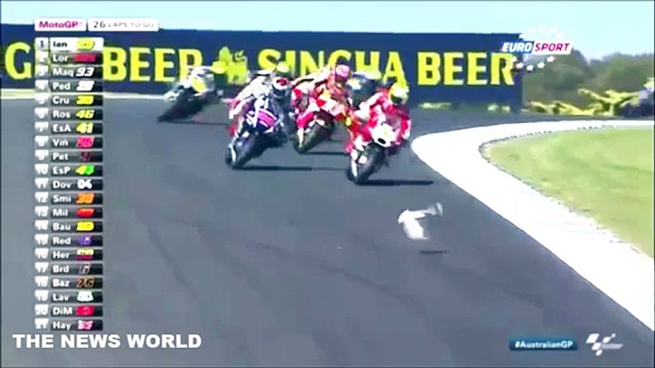 MotoGP Philip Island 2015 Seagull Killed With Andrea Iannone Headbutt(VIDEO)!!!