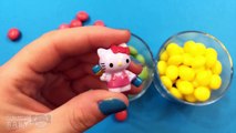 Learn Colors with Bubble Gum Peppa Pig Hello Kitty Planes Surprise Toys GumBall
