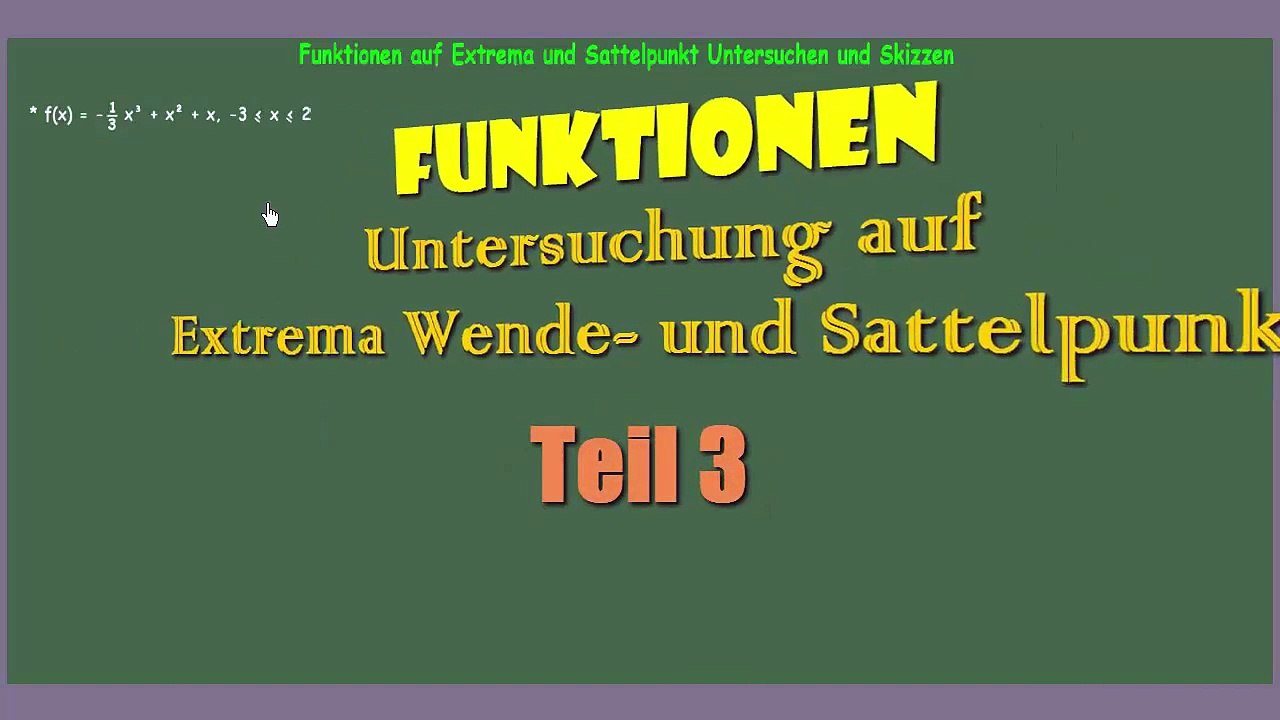 Funktionen auf Extrema und Sattelpunkt Untersuchen - Teil 3