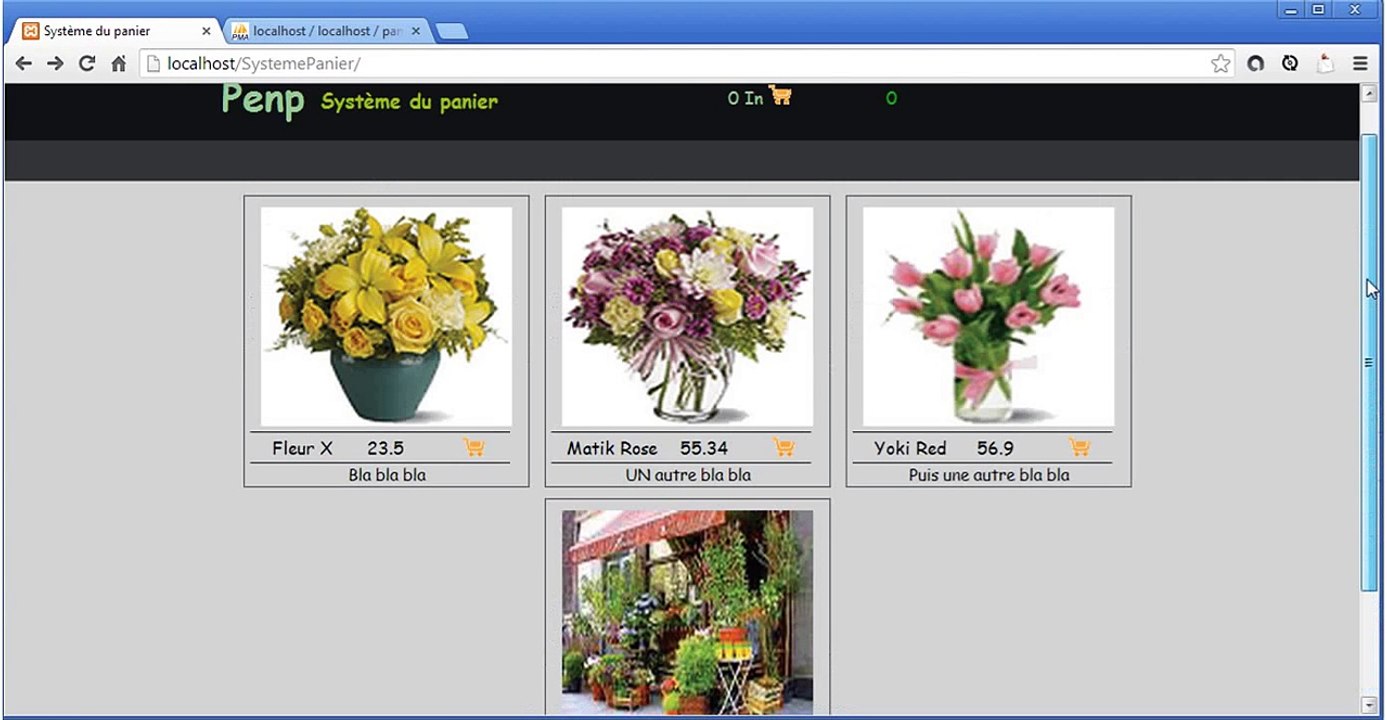 Php jQuery mySQL Système panier - Application + code source