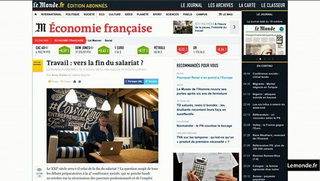 La Revue de Presse du 19 octobre 2015 par Hélène Jouan