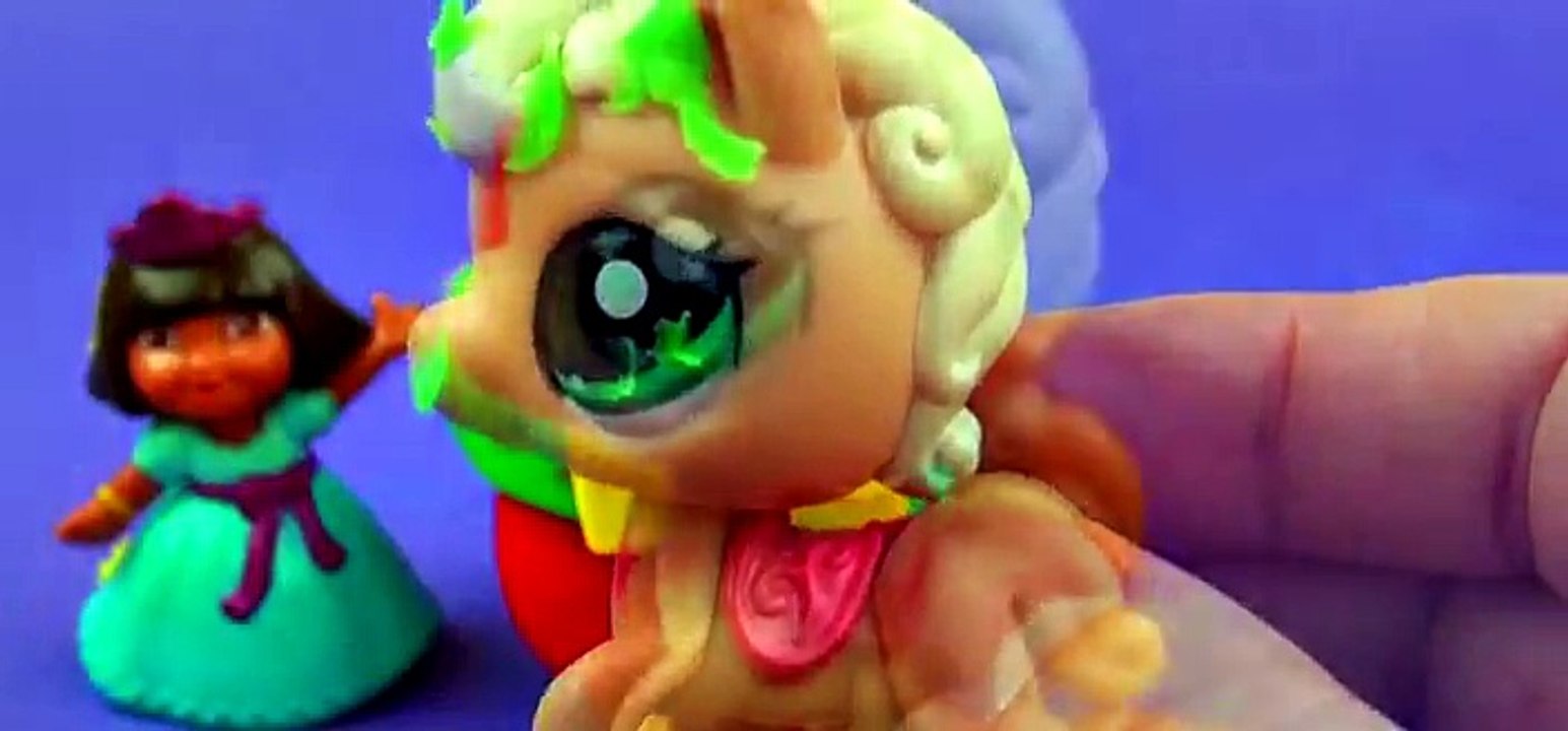 Play-Doh Surprise Eggs Little Pet Shop LPS Dora the Explorer Despicable Me Minion Toys FluffyJet [Full Episode]