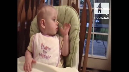 Baby goes cross-eyed trying to find cereal puff