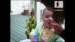 Baby tries lemon juice for the first time and makes a sour face