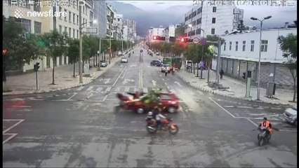 Woman collects her cabbages after surviving car crash