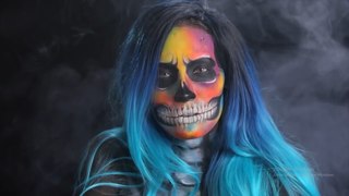Halloween Hat makeup Tutorial - Skull makeup with Neon & Blacklight