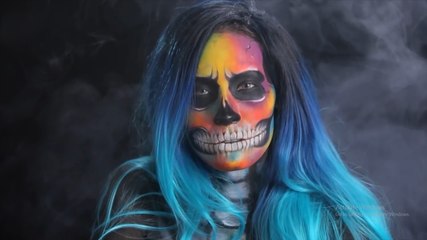 Halloween Hat makeup Tutorial - Skull makeup with Neon & Blacklight