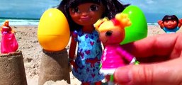 Beach Dora the Explorer Rainbow Surprise Eggs Peppa Pig Disney Princess Lalaloopsy Ocean FluffyJet [Full Episode]