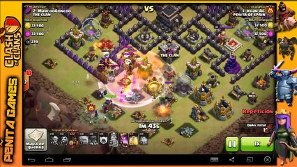 Ataque GoWiHog TH9 100% | Clash of Clans 3 Estrellas Golem Brujas Montapuercos