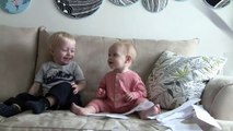 Baby Laughing Hysterically at Ripping Paper with Little Sister