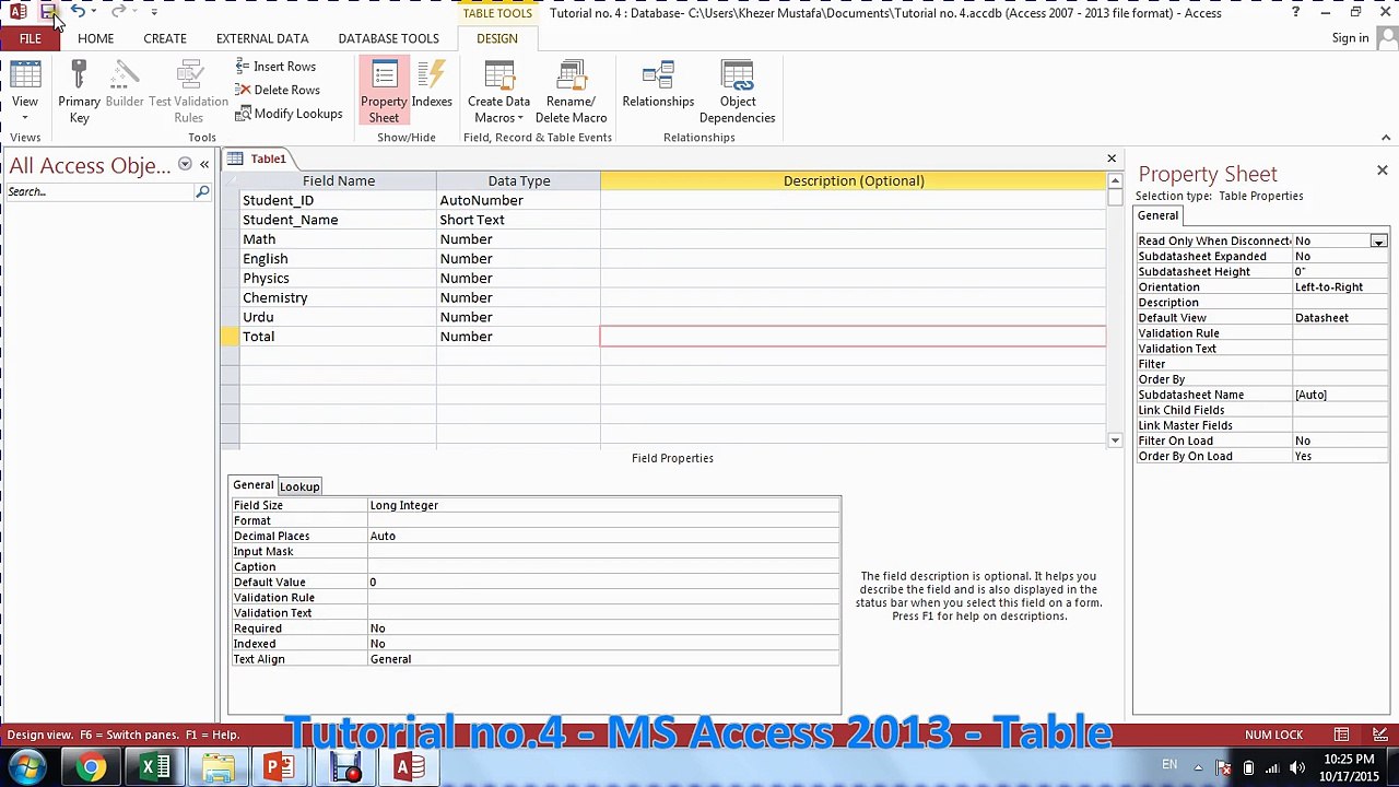 Tutorial no.4 - MS Access 2013 - Table