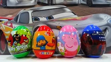 4 Huevos Sorpresa de Pocoyo, Peppa Pig, Angry Birds y The Amazing Spiderman