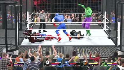 WWE 2K15 Spiderman vs Carnage vs Deathstroke vs Deadpool vs Captain America vs Incredible