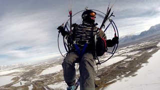 GoPro Paramotor Over Snowy Marshes