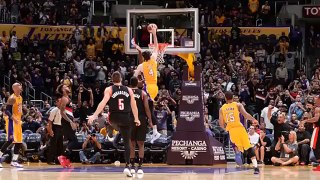 Late Dunk By Kelly Gives Lakers Win Over Blazers