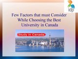 Few Factors that must Consider While Choosing the best University in Canada