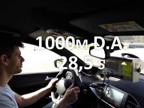 1000 m départ arrêté en Peugeot 308 GT 1.6 THP 205