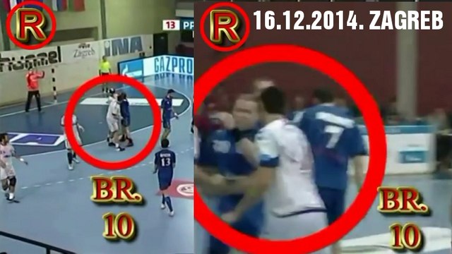 Handball гандбол fight tuča PPD ZAGREB - BREST MEŠKOV SEHA LIGA 16.12. 2014 Zagreb