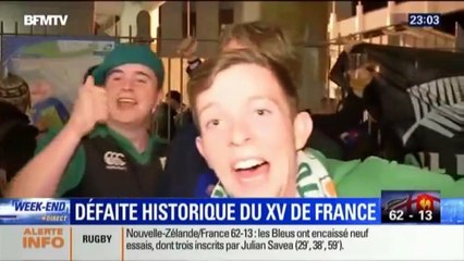 Denis Charvet chahuté par des supporters irlandais