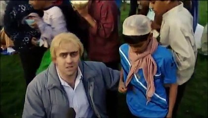 a funny report by TV reporter at refuses camp 2015 Germany