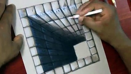 Drawing a Brick Hole  - 3D illusion
