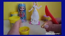 TOP Five Princesses Dress Up Play Doh Video with Rapunzel Belle Snow White Barbie Elsa