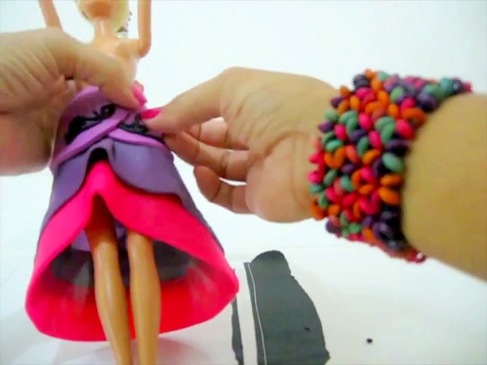 How to make Play Doh Barbie Dress Inspired by Raven Queen, Ever After High Play Doh Craft